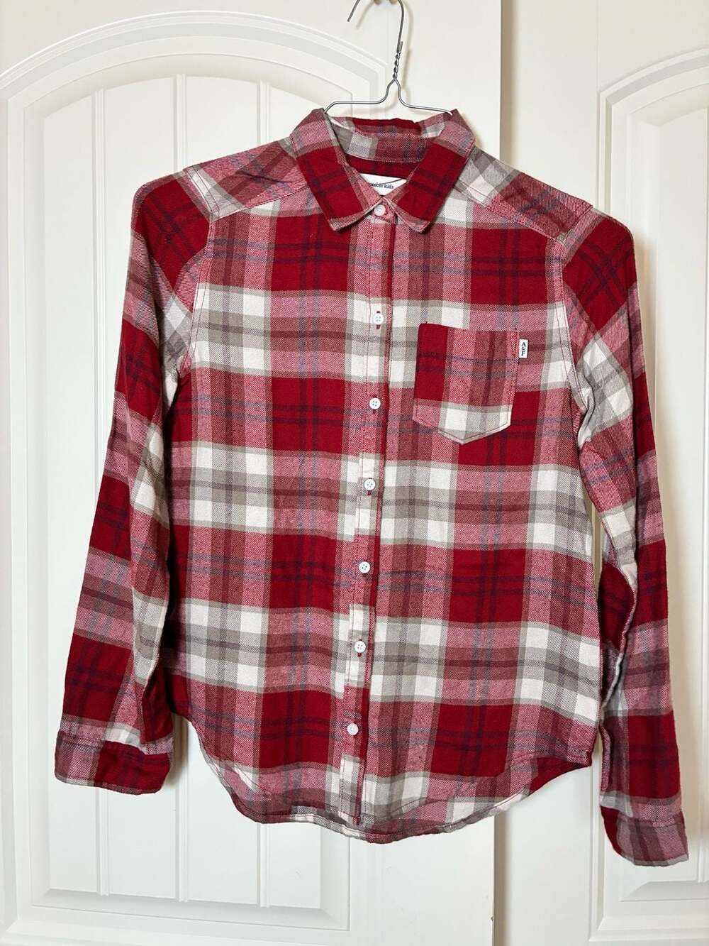 Abercrombie Kids Red Plaid Flannel Button Down Shirt Size 11/12